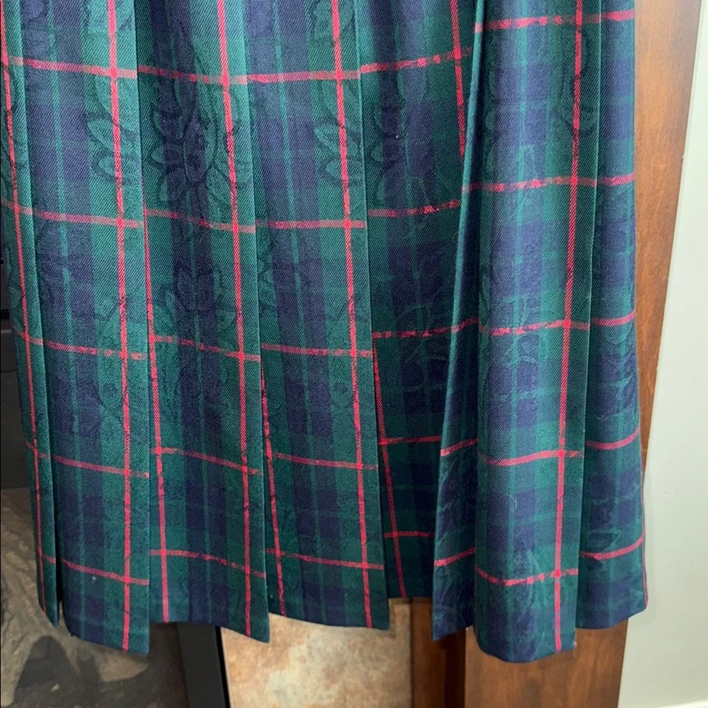 Vintage Pendleton classic preppy plaid hidden floral pleated skirt 14 Petite